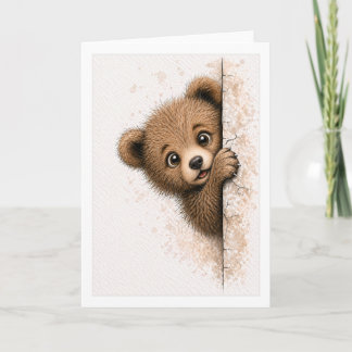 Tarjeta Oso curioso manta acuarela animal