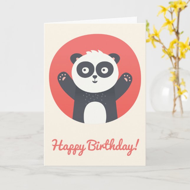 Tarjeta Oso Cute Panda - Cumpleaños de Niños Personalizado (flor amarilla)