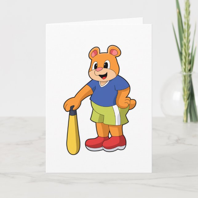 Tarjeta Oso de béisbol con bate de béisbol (Anverso)