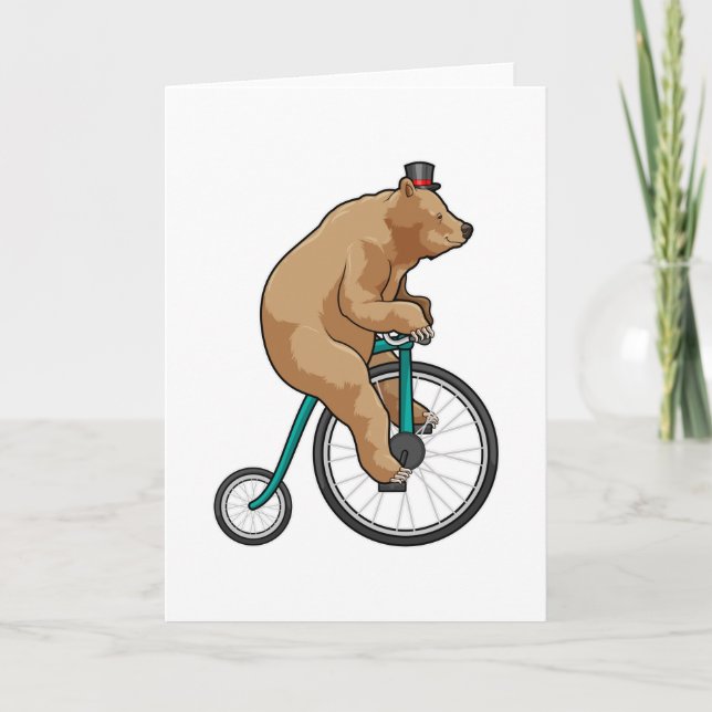 Tarjeta Oso de circo con bicicleta (Anverso)