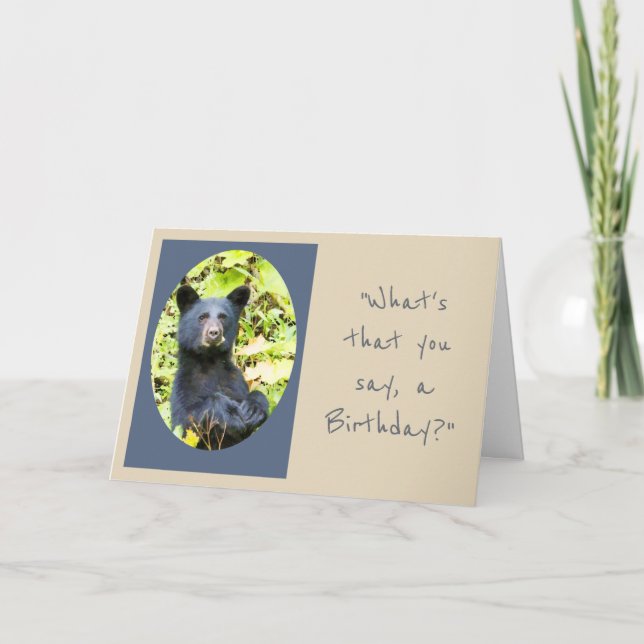 Tarjeta Oso de cumpleaños come el pastel primero humor ani (Anverso)