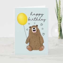 Tarjeta Oso de cumpleaños con globo