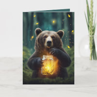 Oso De Cumpleaños Con Luciérnagas En Jar