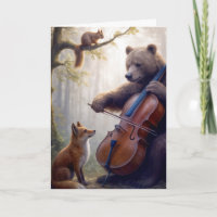 Oso de cumpleaños tocando el pastel en un bosque o