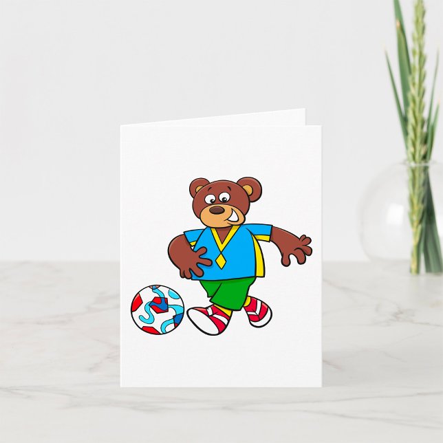 Tarjeta Oso de fútbol jugando al fútbol en equipo deportiv (Subido por el creador)