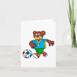 Tarjeta Oso de fútbol jugando fútbol con ropa deportiva 