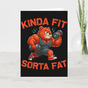 Tarjeta Oso de gimnasio divertido un poco gordo y algo en