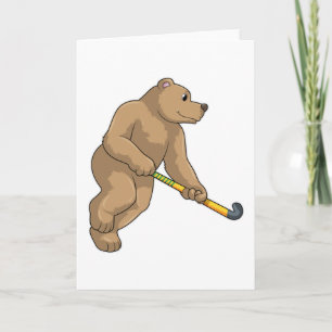Tarjeta Oso de hockey con bate de hockey