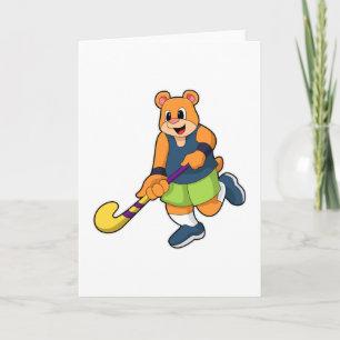 Tarjeta Oso de hockey con bate de hockey
