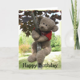 Tarjeta Oso de hojas de arce, cumpleaños feliz