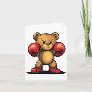 Tarjeta Oso De Juego Con Guantes De Boxeo Para Un Desafío