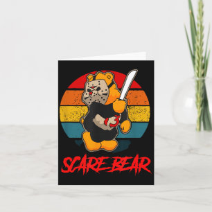 Tarjeta Oso de miedo Oso de terror con cuchillo Halloween