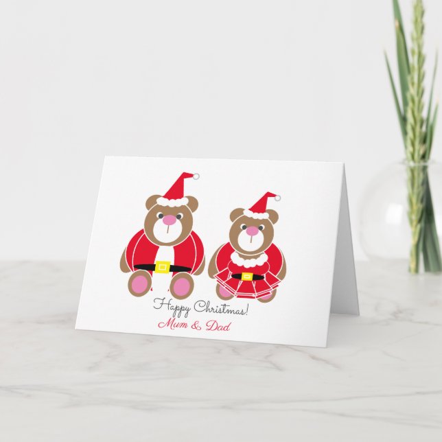 Tarjeta Oso de Navidad de Mamá y Papá (Anverso)