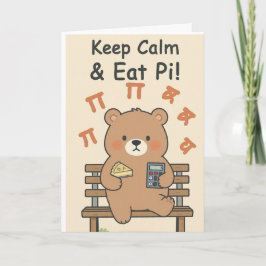 Tarjeta Oso de nerd de matemáticas lindo con pastel
