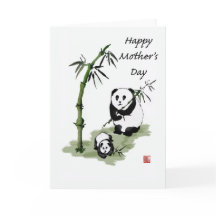 Oso de panda y bebé, el día de madre feliz