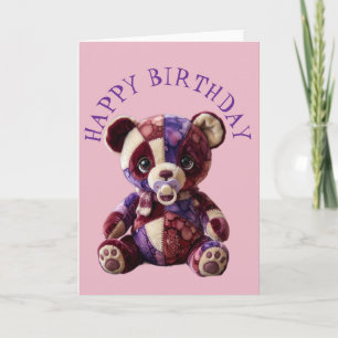 Tarjeta Oso de patchwork suave y acogedor