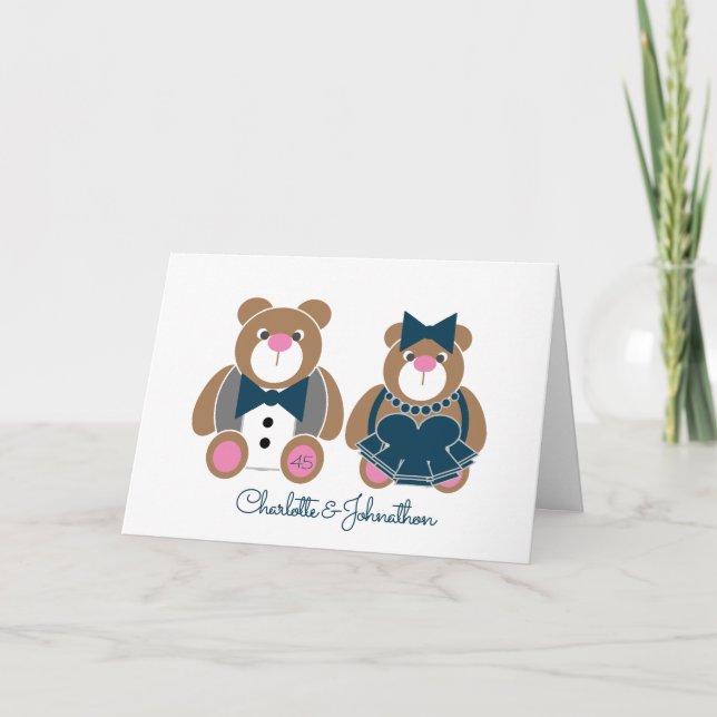 Tarjeta Oso de peluche 45º aniversario del boda de zafiro (Anverso)