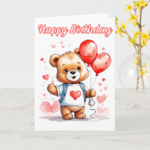Tarjeta Oso de peluche adorable feliz cumpleaños
