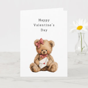 Tarjeta Oso de peluche con lazo Día de San Valentín