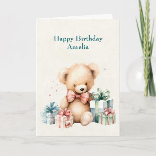 Tarjeta Oso de peluche con regalo Cumpleaños