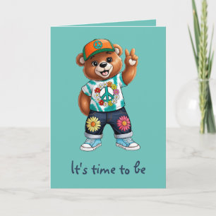 Tarjeta Oso de peluche con traje tranquilo casual 1