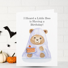 Tarjeta Oso de peluche de acuarela con pastel de Halloween