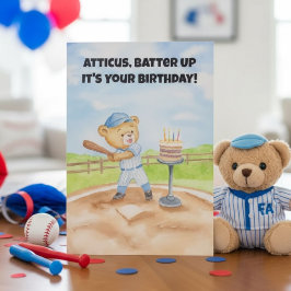 Tarjeta Oso de peluche de béisbol de cumpleaños personaliz