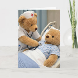 Tarjeta Oso de peluche de enfermera de cumpleaños con este