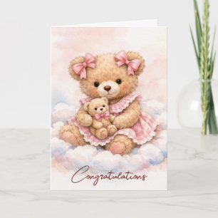 Tarjeta Oso de peluche de niña recién nacida