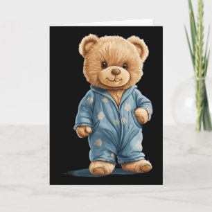 Tarjeta Oso de peluche dormilón con pijama cómodo para niñ