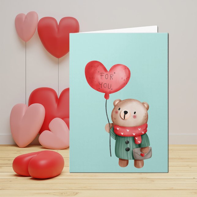 Tarjeta Oso de peluche el día de San Valentín sostiene glo (Subido por el creador)