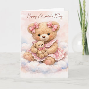 Tarjeta Oso de peluche femenino para el Día de la Madre