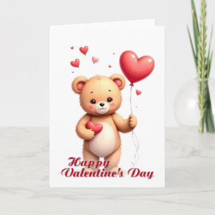 Tarjeta Oso de peluche lindo con corazón – Feliz día de Sa