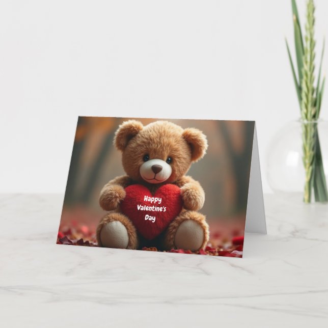 Tarjeta Oso de peluche lindo del Día de San Valentín (Anverso)