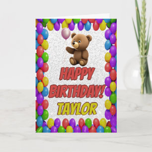 Tarjeta Oso de peluche lindo saludo Cumpleaños Feliz