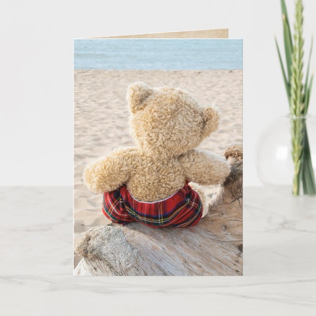 Tarjeta Oso de peluche sobre la deriva (Anverso)