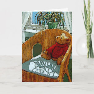Tarjeta Oso de peluche: Ventana soleada: Arte: Recién