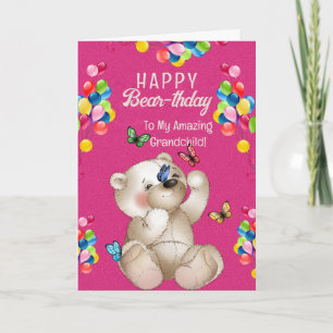 Tarjeta Oso de peluche y globos