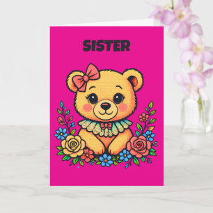 Tarjeta Oso de pop art para niñas