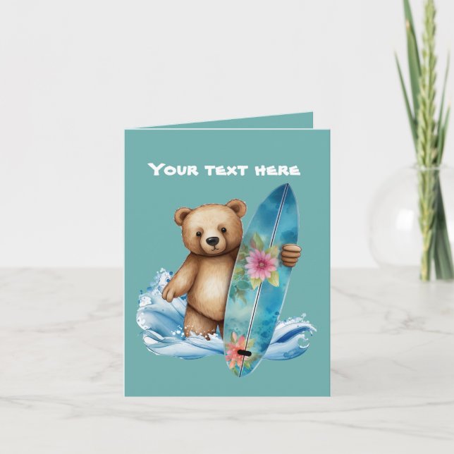 Tarjeta Oso de surf suave agregar texto (Anverso)