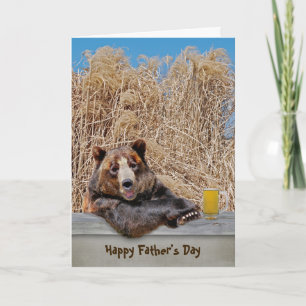 Tarjeta Oso del Día del Padre con cerveza