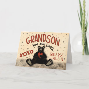Tarjeta Oso divertido del Día de San Valentín para nieto l