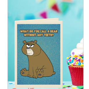 Tarjeta Oso Divertido Sin Dientes Cumpleaños