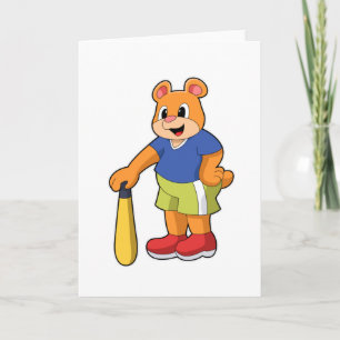 Tarjeta Oso en béisbol con bate de béisbol