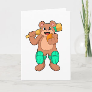 Tarjeta Oso en Cricket con bate de cricket