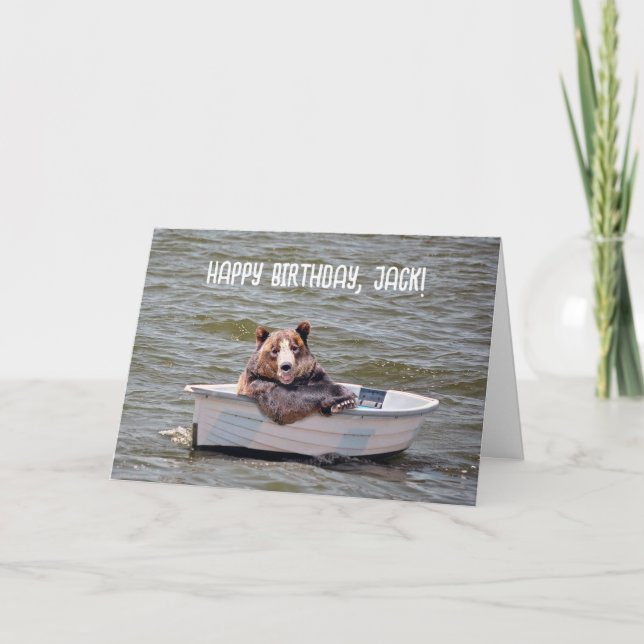 Tarjeta Oso en Dinghy por cumpleaños (Anverso)