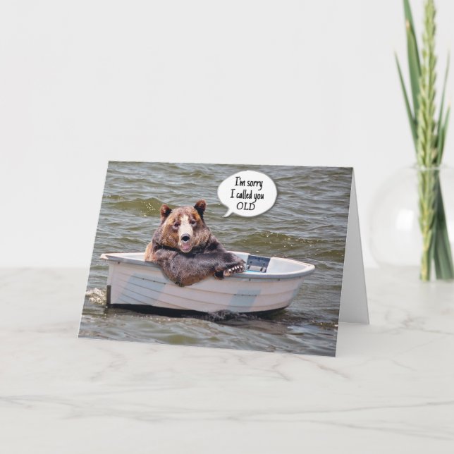 Tarjeta Oso En El Humor Del Cumpleaños Del Barco (Anverso)