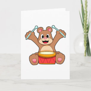 Tarjeta Oso en música con tambor