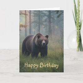 Tarjeta Oso en un bosque mágico