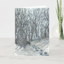 Tarjeta Oso en un Bosque Nevado